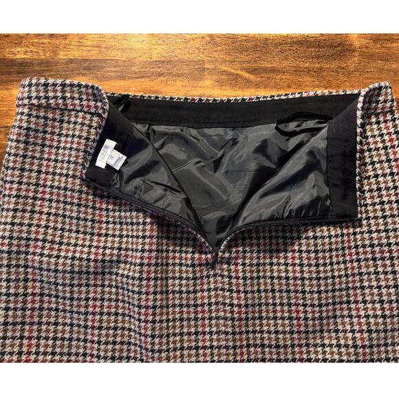J Crew Women’s 14 35x18 Skirt Short Wool Blend Houndstooth Pockets Y2K Tweed - Picture 4 of 10